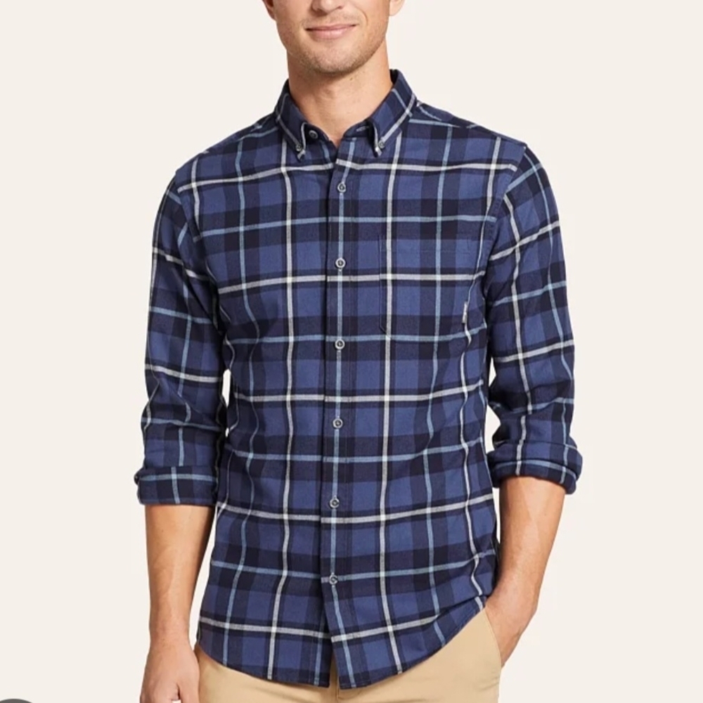 Eddie Bauer Flannel Men's Size Xl Classic Fit Blue Plaid Shirt